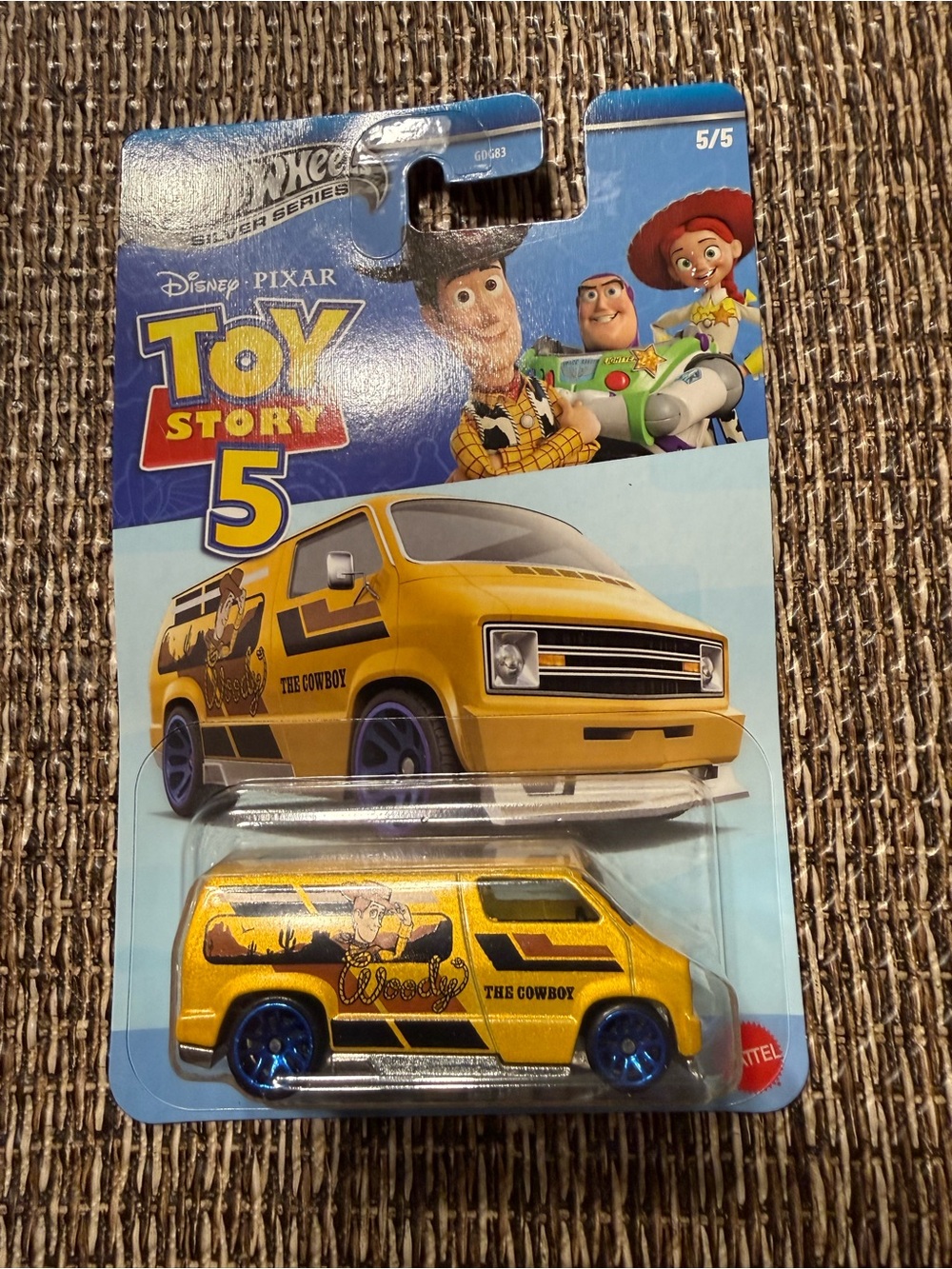 Mattel Yellow Toy Story 5 Woody Die-Cast Van with Blue Wheels “Chase car”